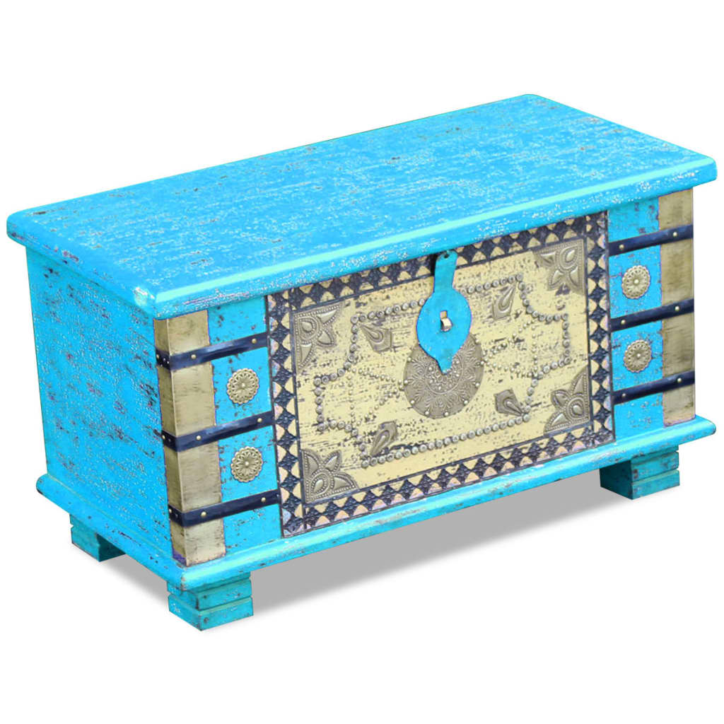 Storage Chest Blue Mango Wood 80x40x45 cm - OLBRIT
