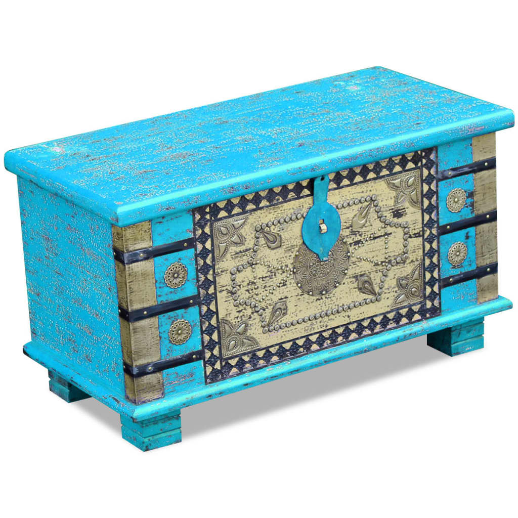Storage Chest Blue Mango Wood 80x40x45 cm - OLBRIT
