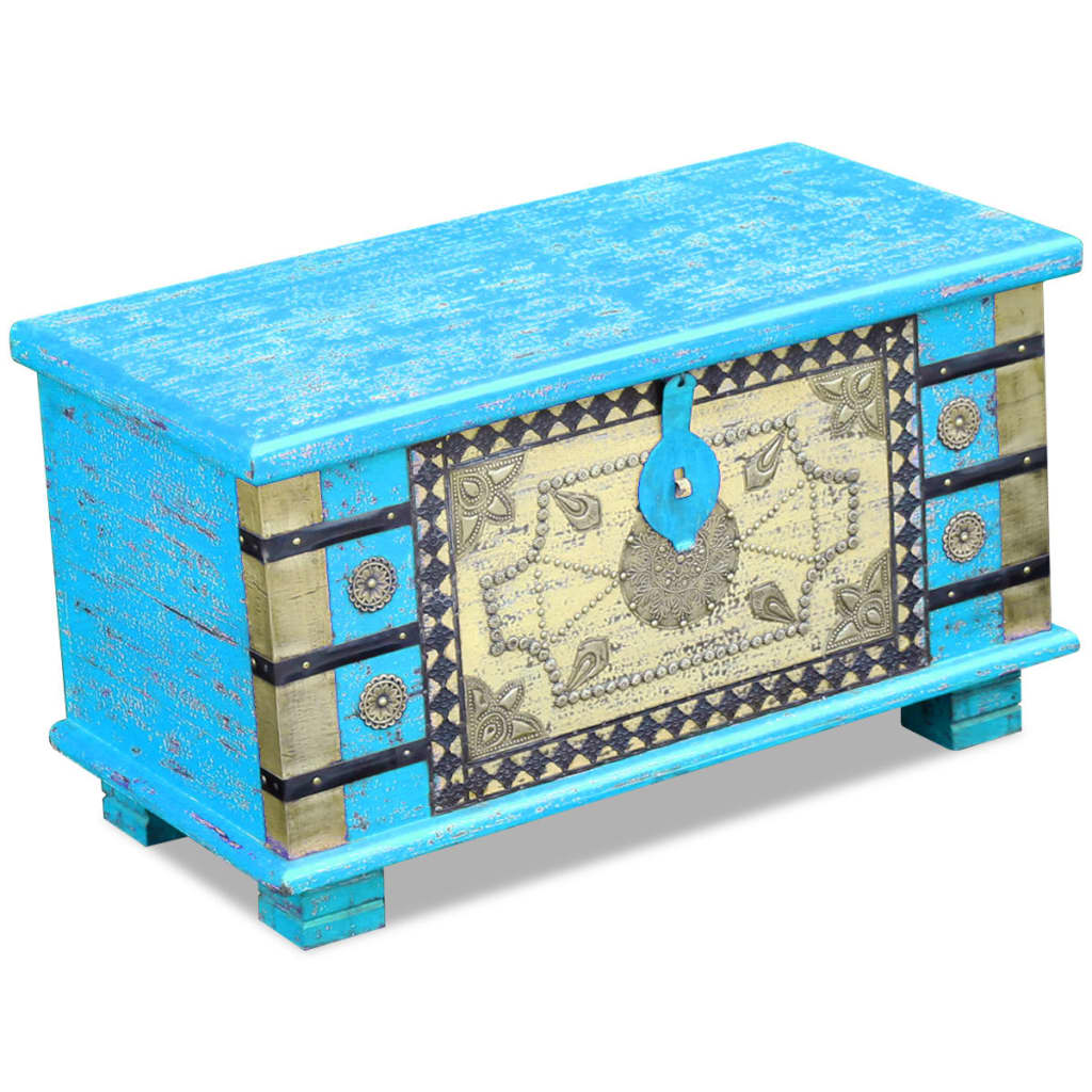 Storage Chest Blue Mango Wood 80x40x45 cm - OLBRIT