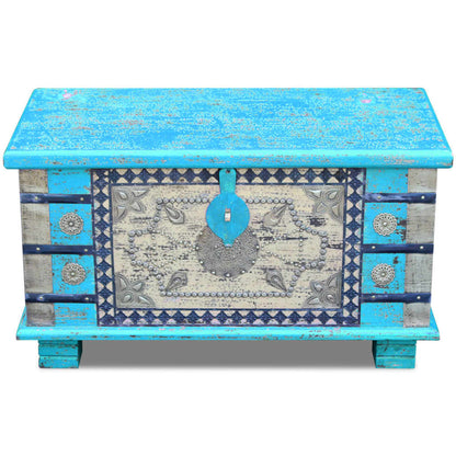 Storage Chest Blue Mango Wood 80x40x45 cm - OLBRIT