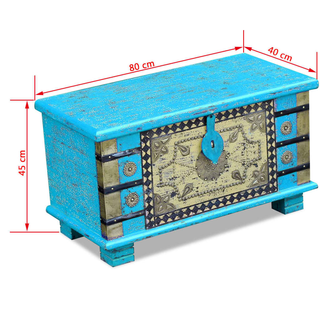 Storage Chest Blue Mango Wood 80x40x45 cm - OLBRIT