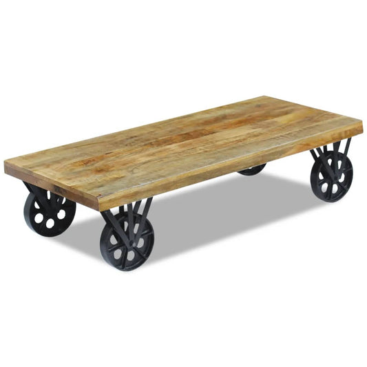Industrial Coffee Table Mango Wood 120x60x30 cm - OLBRIT