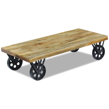 Industrial Coffee Table Mango Wood 120x60x30 cm - OLBRIT