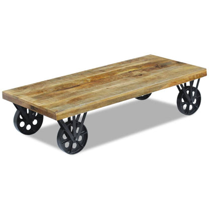 Industrial Coffee Table Mango Wood 120x60x30 cm - OLBRIT