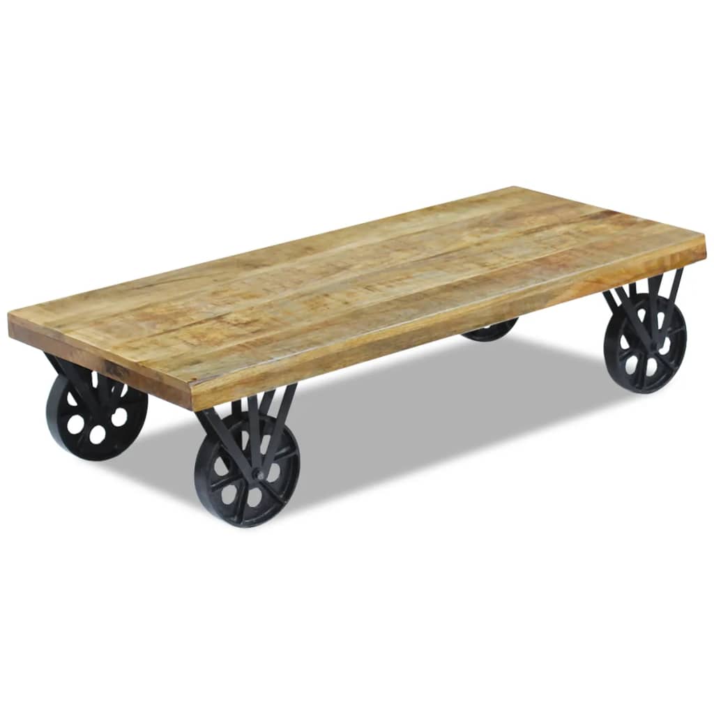 Industrial Coffee Table Mango Wood 120x60x30 cm - OLBRIT
