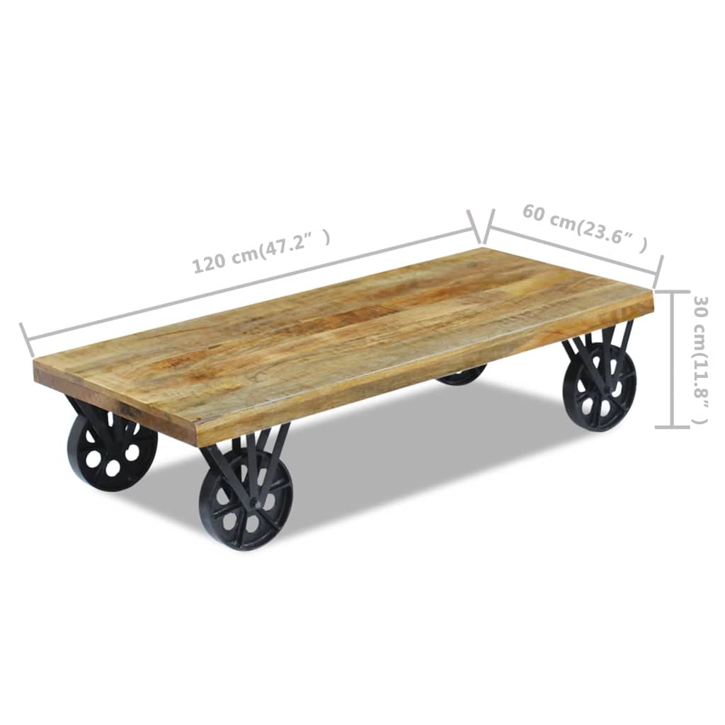 Industrial Coffee Table Mango Wood 120x60x30 cm - OLBRIT