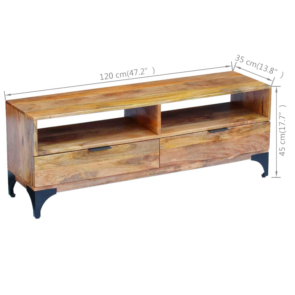 TV Stand Mango Wood 120x35x45 cm - OLBRIT