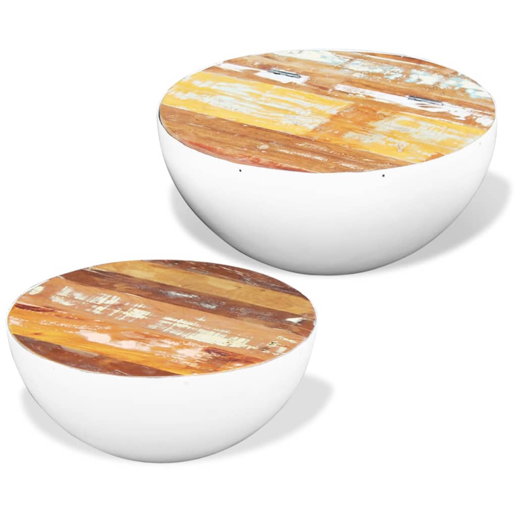 Two Piece Bowl Shaped Coffee Table Set Solid Reclaimed Wood - OLBRIT