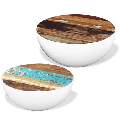 Two Piece Bowl Shaped Coffee Table Set Solid Reclaimed Wood - OLBRIT