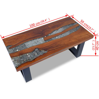 Coffee Table Teak Resin 100x50 cm - OLBRIT