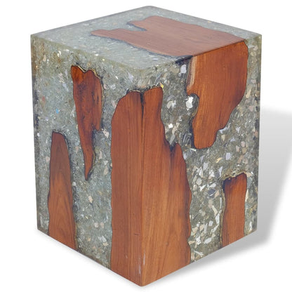 Stool Solid Teak Wood and Resin - OLBRIT