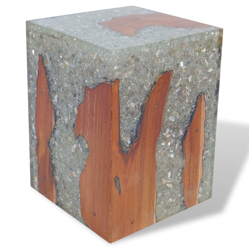 Stool Solid Teak Wood and Resin - OLBRIT