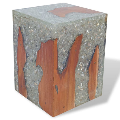 Stool Solid Teak Wood and Resin - OLBRIT