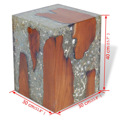 Stool Solid Teak Wood and Resin - OLBRIT