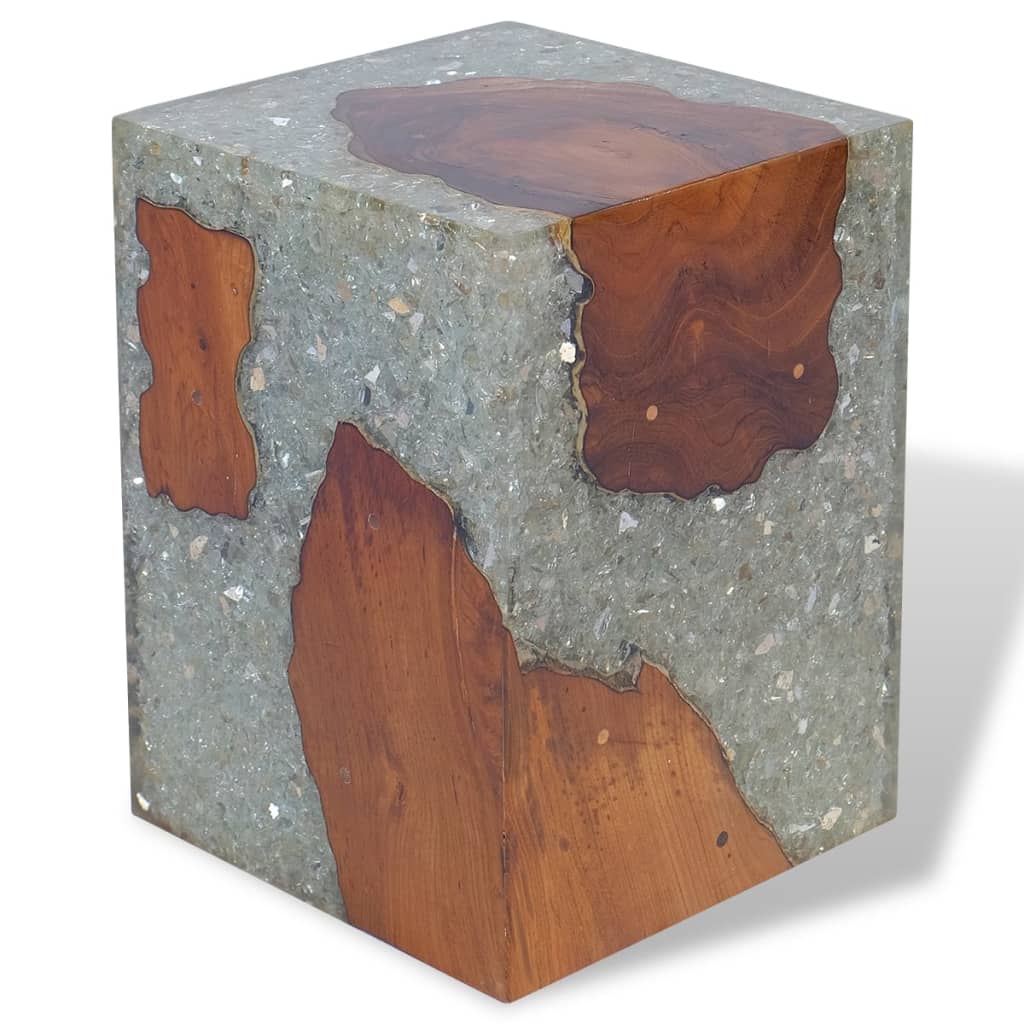 Stool Solid Teak Wood and Resin - OLBRIT