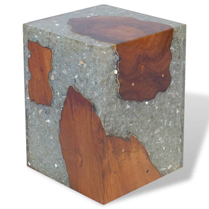 Stool Solid Teak Wood and Resin - OLBRIT