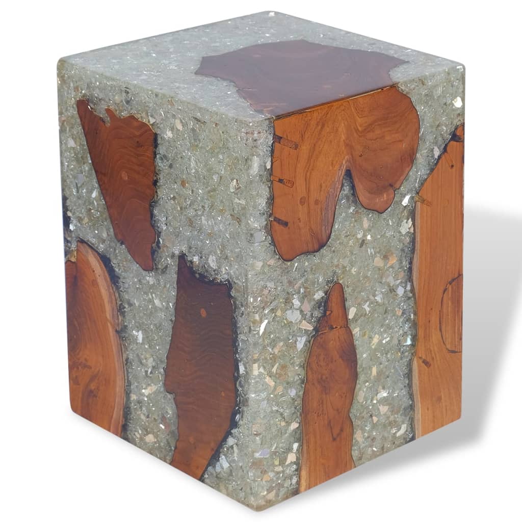 Stool Solid Teak Wood and Resin - OLBRIT