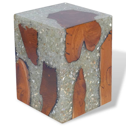 Stool Solid Teak Wood and Resin - OLBRIT