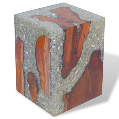 Stool Solid Teak Wood and Resin - OLBRIT