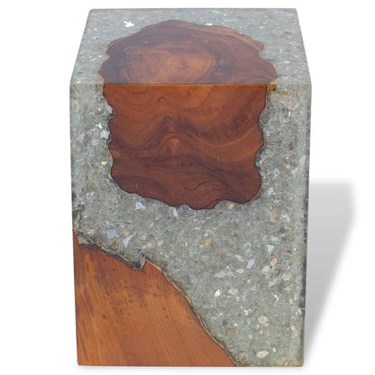 Stool Solid Teak Wood and Resin - OLBRIT
