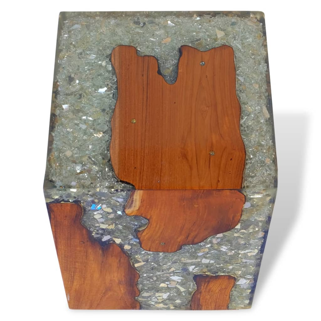 Stool Solid Teak Wood and Resin - OLBRIT