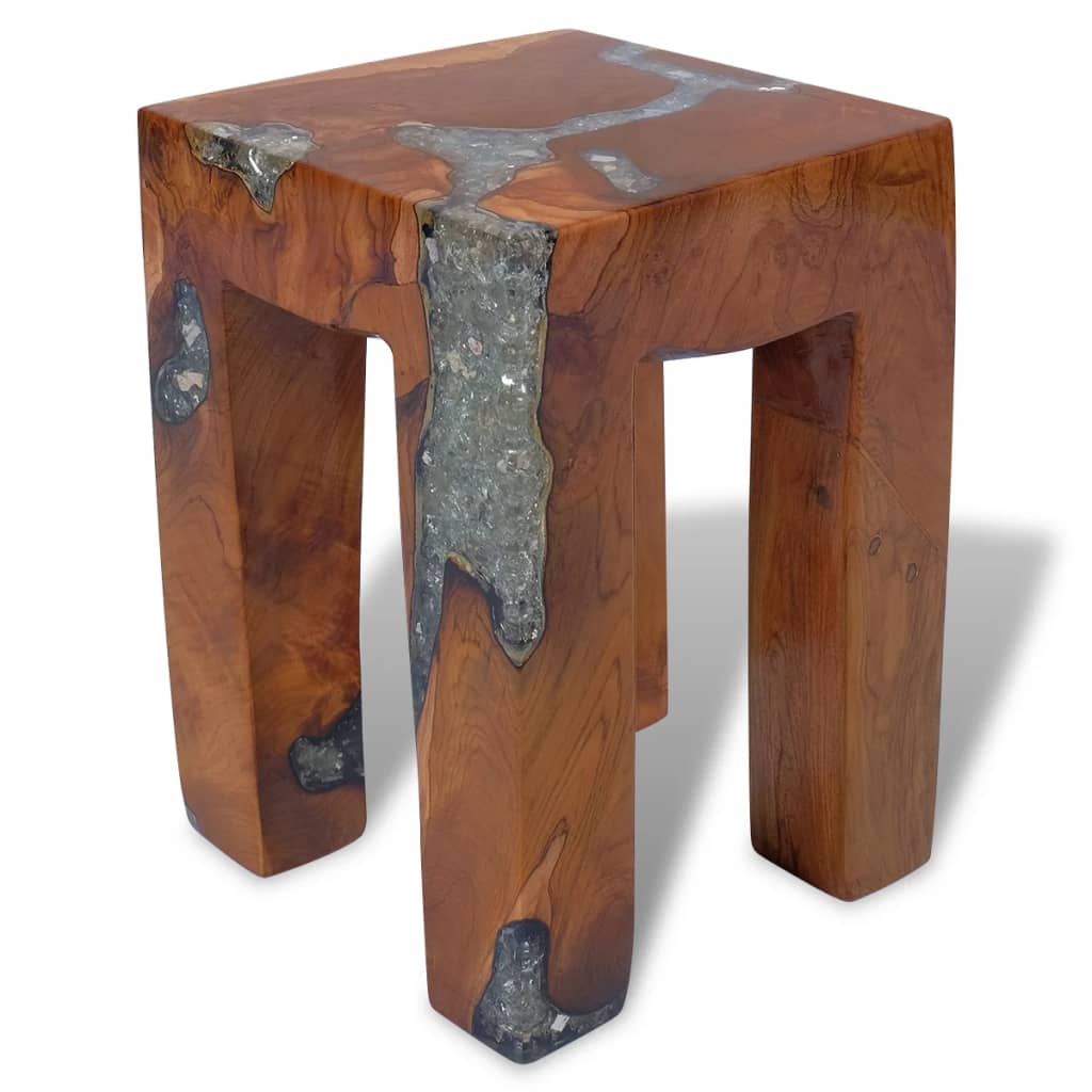 Stool Solid Teak Wood and Resin - OLBRIT