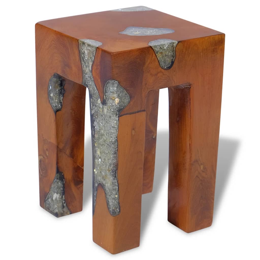 Stool Solid Teak Wood and Resin - OLBRIT