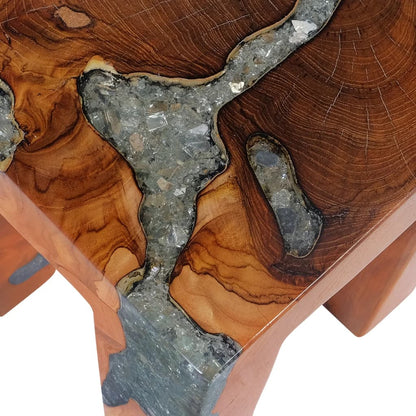Stool Solid Teak Wood and Resin - OLBRIT