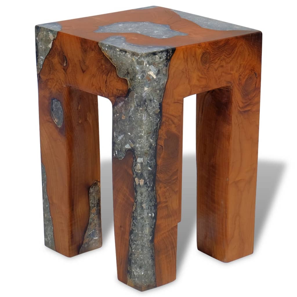 Stool Solid Teak Wood and Resin - OLBRIT