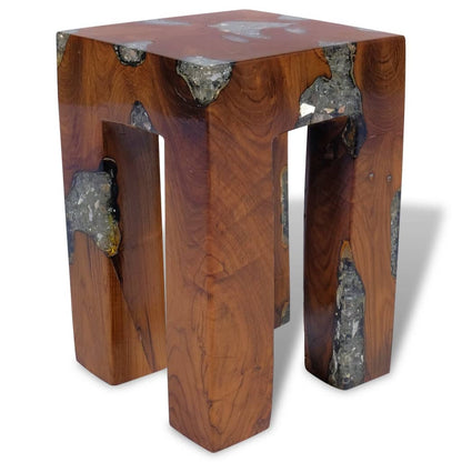 Stool Solid Teak Wood and Resin - OLBRIT