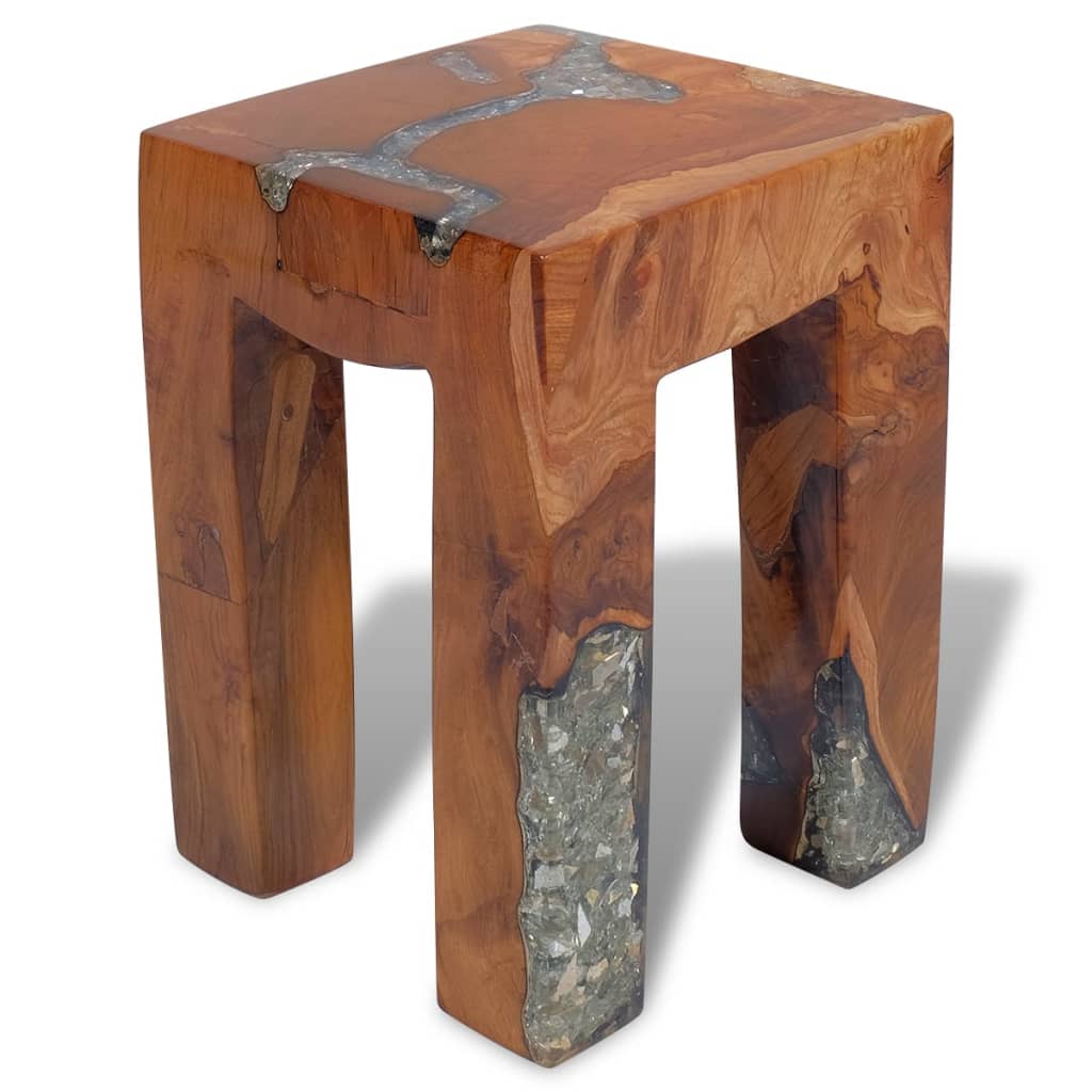 Stool Solid Teak Wood and Resin - OLBRIT