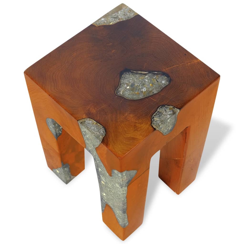 Stool Solid Teak Wood and Resin - OLBRIT