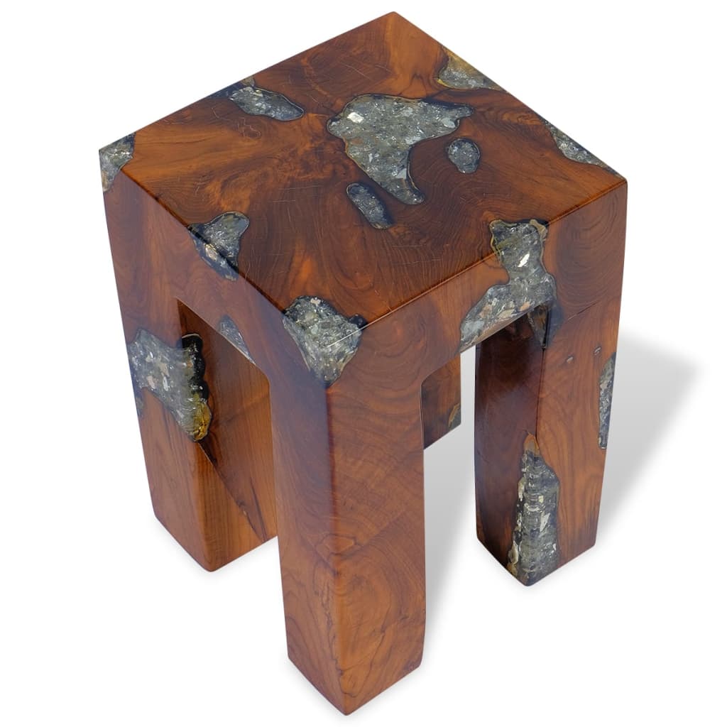 Stool Solid Teak Wood and Resin - OLBRIT