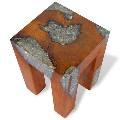 Stool Solid Teak Wood and Resin - OLBRIT