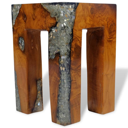 Stool Solid Teak Wood and Resin - OLBRIT