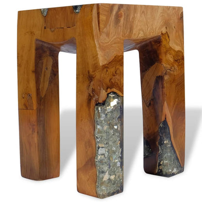 Stool Solid Teak Wood and Resin - OLBRIT