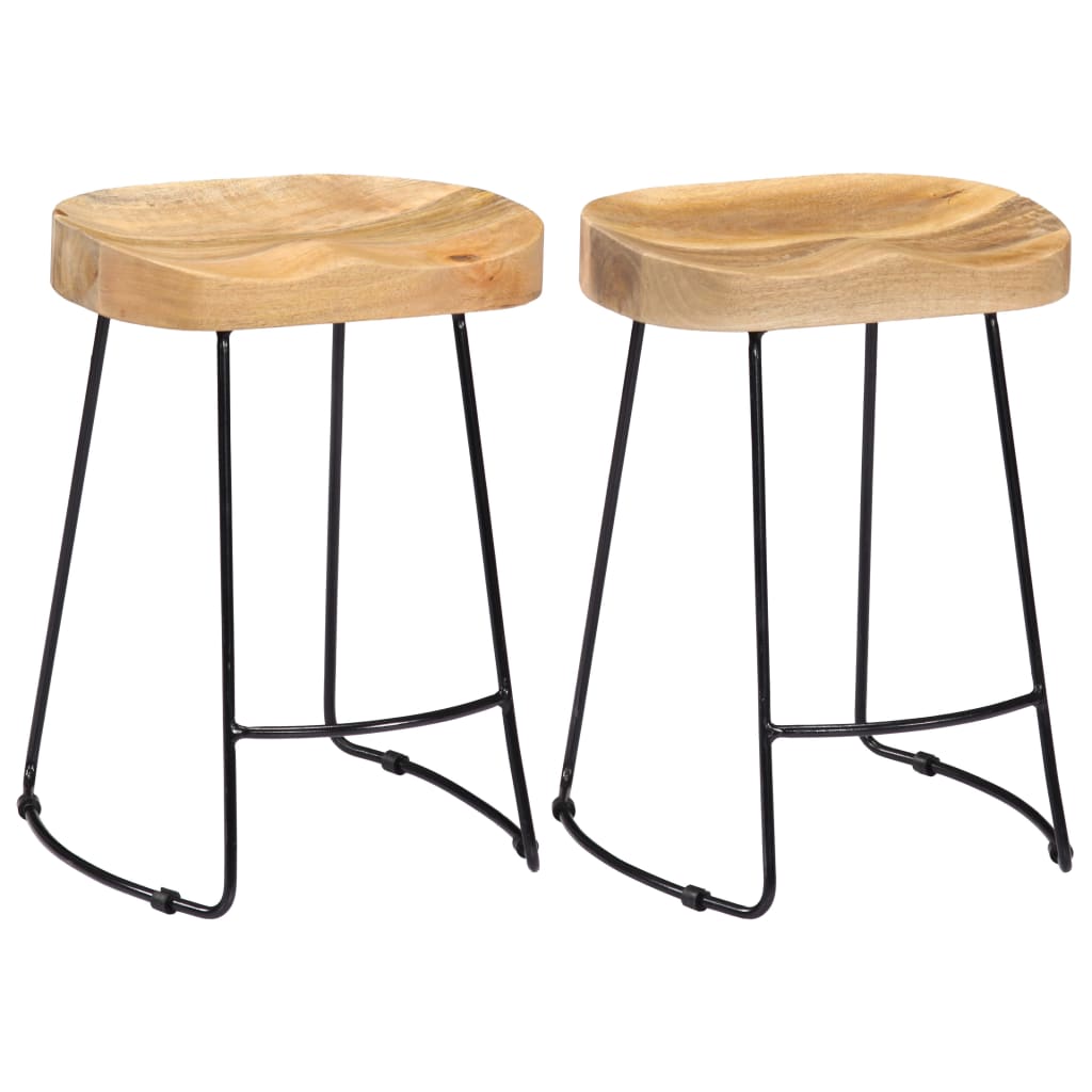 Gavin Bar Stools 2 pcs Solid Mango Wood - OLBRIT