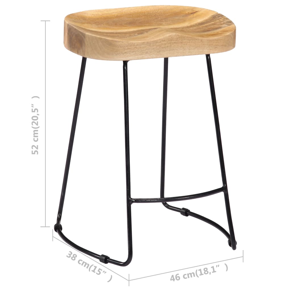 Gavin Bar Stools 2 pcs Solid Mango Wood - OLBRIT