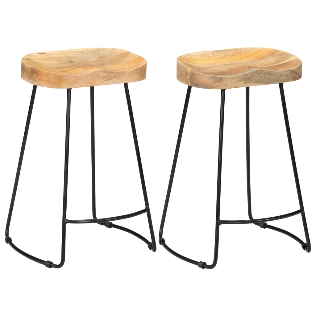 Gavin Bar Stools 2 pcs Solid Mango Wood - OLBRIT