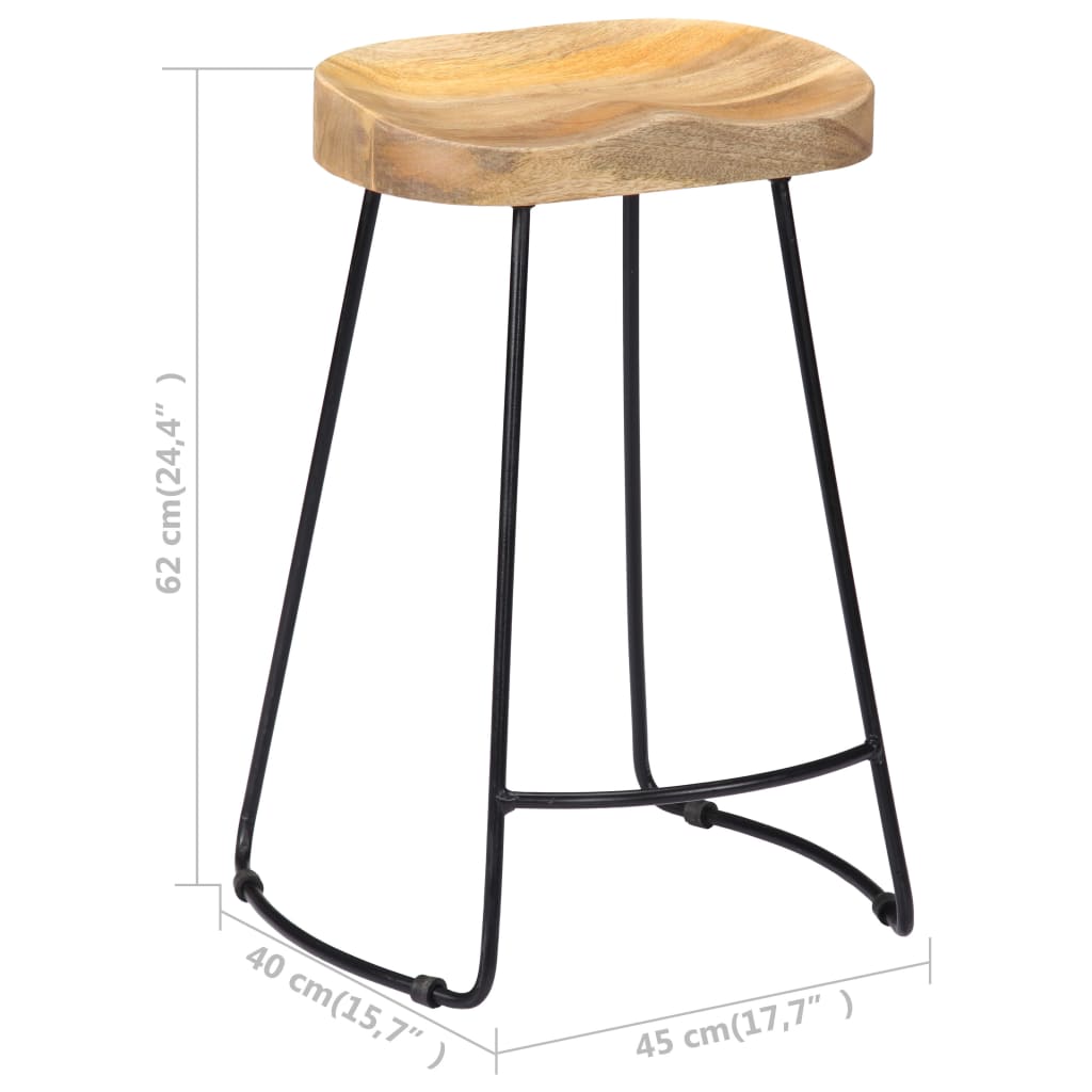 Gavin Bar Stools 2 pcs Solid Mango Wood - OLBRIT
