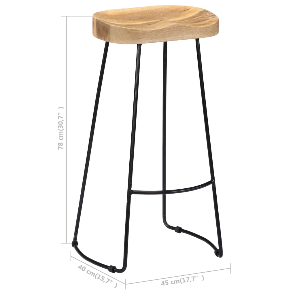 Gavin Bar Stools 2 pcs Solid Mango Wood - OLBRIT