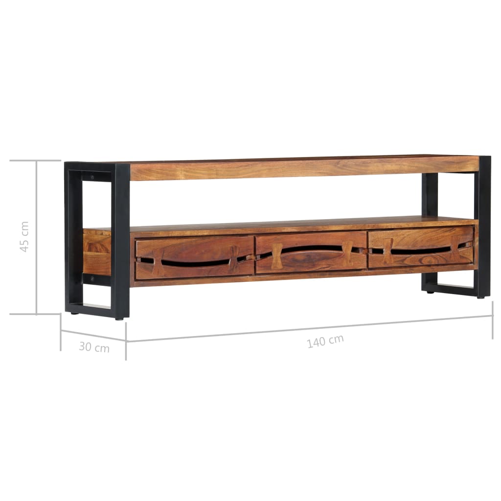 TV Cabinet 140x30x45 cm Solid Acacia Wood - OLBRIT