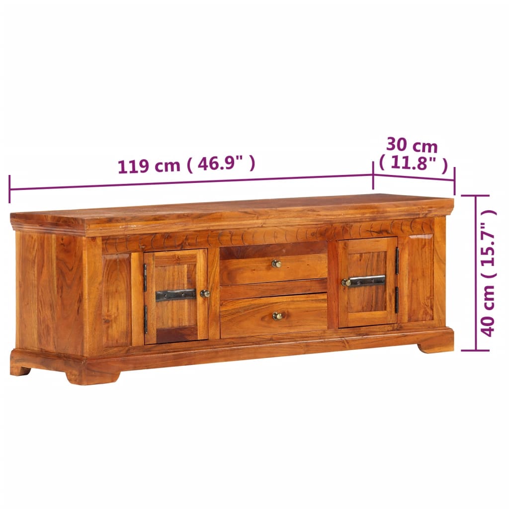 TV Cabinet 119x30x40 cm Solid Acacia Wood - OLBRIT