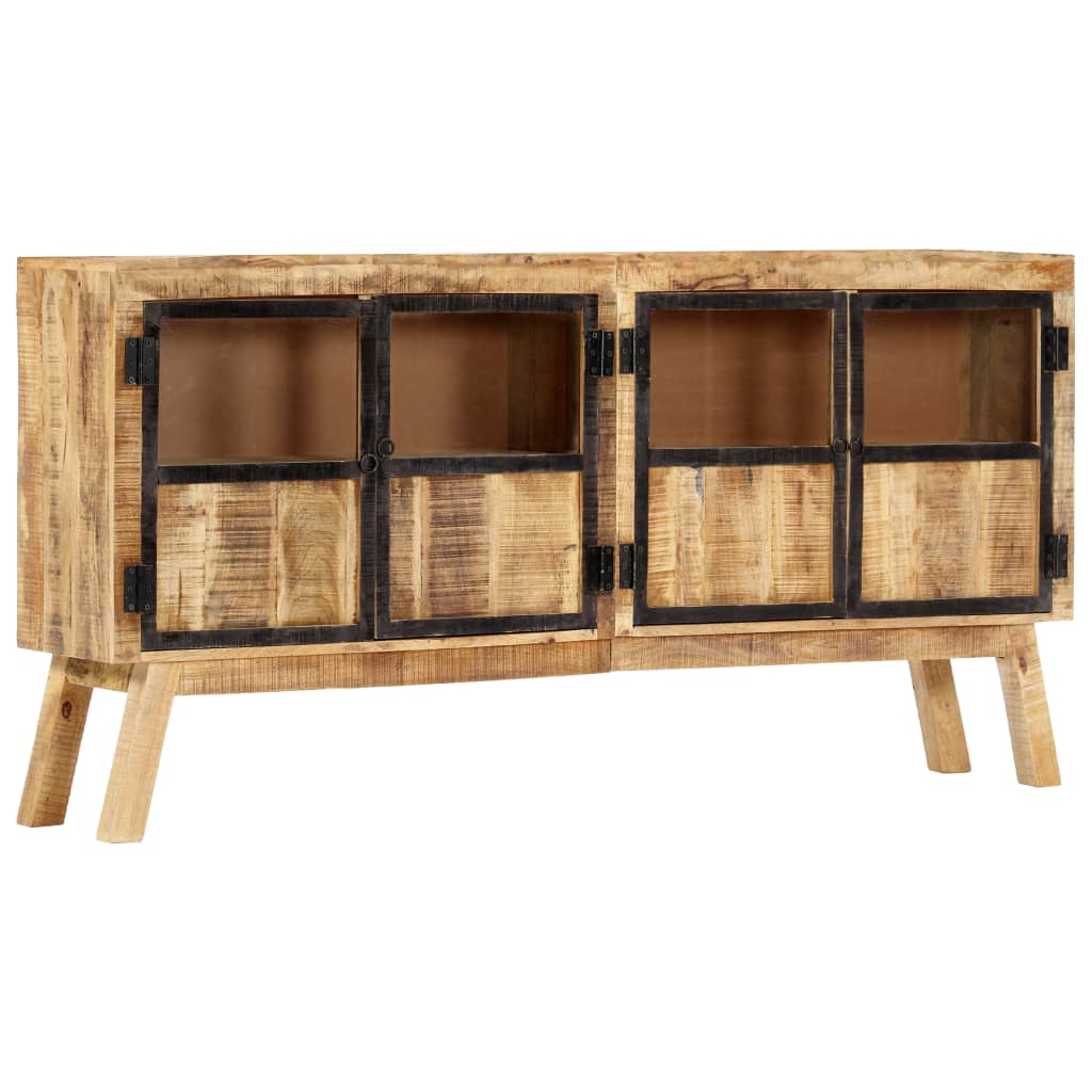 Sideboard Brown and Black 160x30x80 cm Solid Rough Mango Wood - OLBRIT