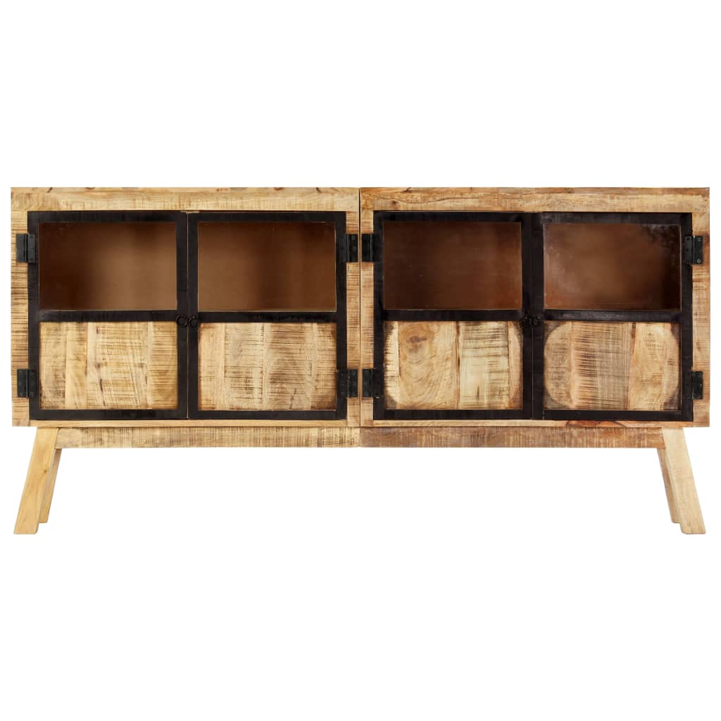 Sideboard Brown and Black 160x30x80 cm Solid Rough Mango Wood - OLBRIT