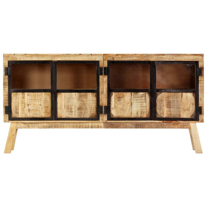 Sideboard Brown and Black 160x30x80 cm Solid Rough Mango Wood - OLBRIT