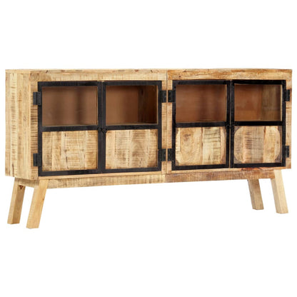 Sideboard Brown and Black 160x30x80 cm Solid Rough Mango Wood - OLBRIT