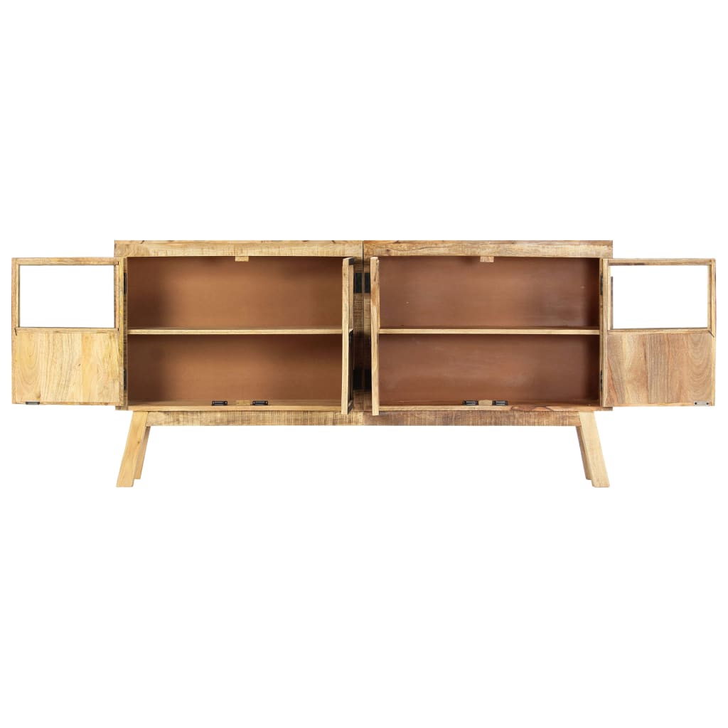 Sideboard Brown and Black 160x30x80 cm Solid Rough Mango Wood - OLBRIT