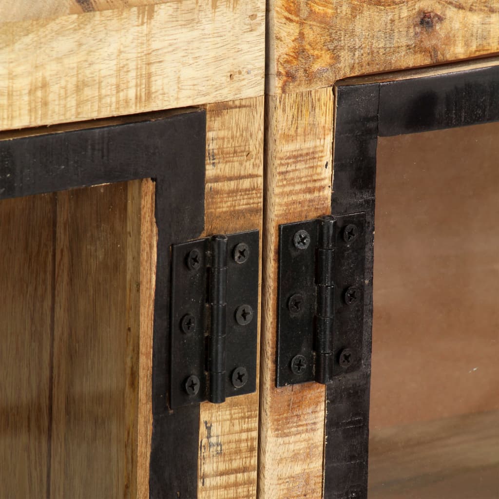 Sideboard Brown and Black 160x30x80 cm Solid Rough Mango Wood - OLBRIT