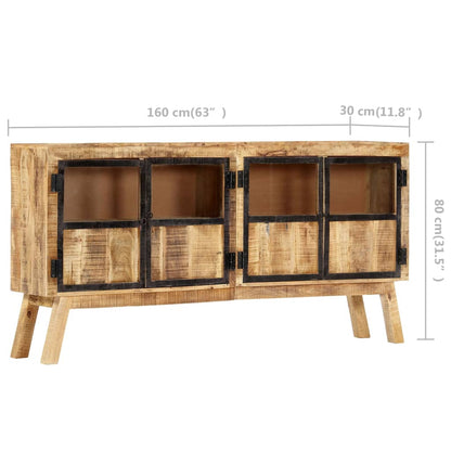 Sideboard Brown and Black 160x30x80 cm Solid Rough Mango Wood - OLBRIT